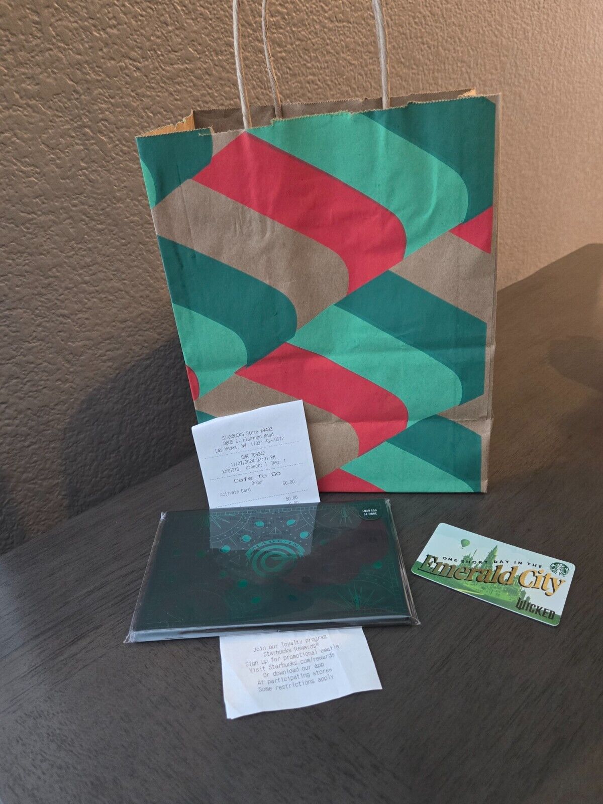 Starbucks NWT Wicked Limited Edition Gold Metal Gift Card Keychain Loaded w/$50 - Sold on eBay December 29th, 2024 for $72.00 (8 bids) 