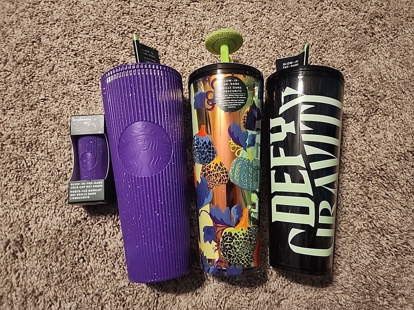 NEW Starbucks 2024 Lot Glow in the Dark - UFO, Purple, Wicked, Purple Keychain - Sold on eBay March 10th, 2025 for $160.00