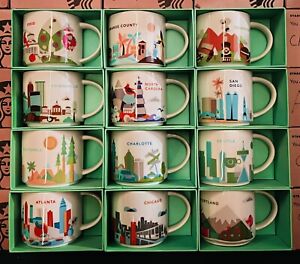 Starbucks You Are Here- Collection-Lot of 12- Mug 14 Oz. California, Charlotte…?