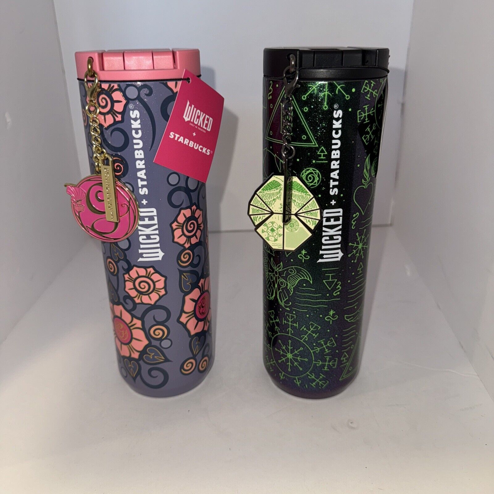 NEW Starbucks 16 oz Wicked Glinda AND Elphaba Tumbler W/ Charm Lot Fast Shipping - Sold on eBay November 28th, 2024 for $114.99