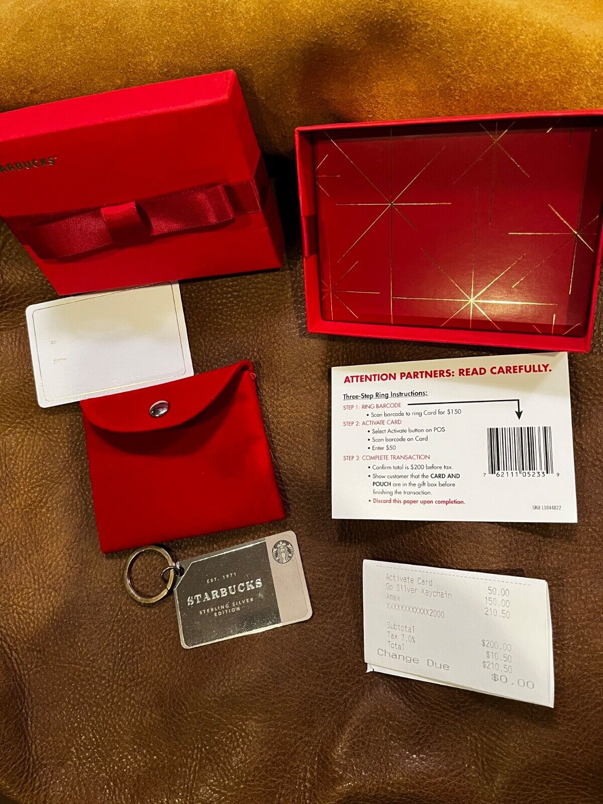 RARE Starbucks Sterling Silver .925 Limited Edition Gift Card Keychain with $50 - Sold on eBay December 24th, 2024 for $211.00