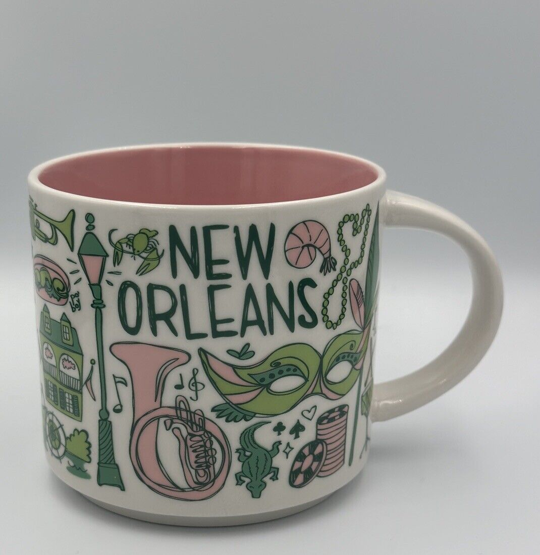 NM Starbucks New Orleans Been There Series Retired Coffee Mug 14 oz Pink Green - Sold on eBay January 2nd, 2025 for $78.49