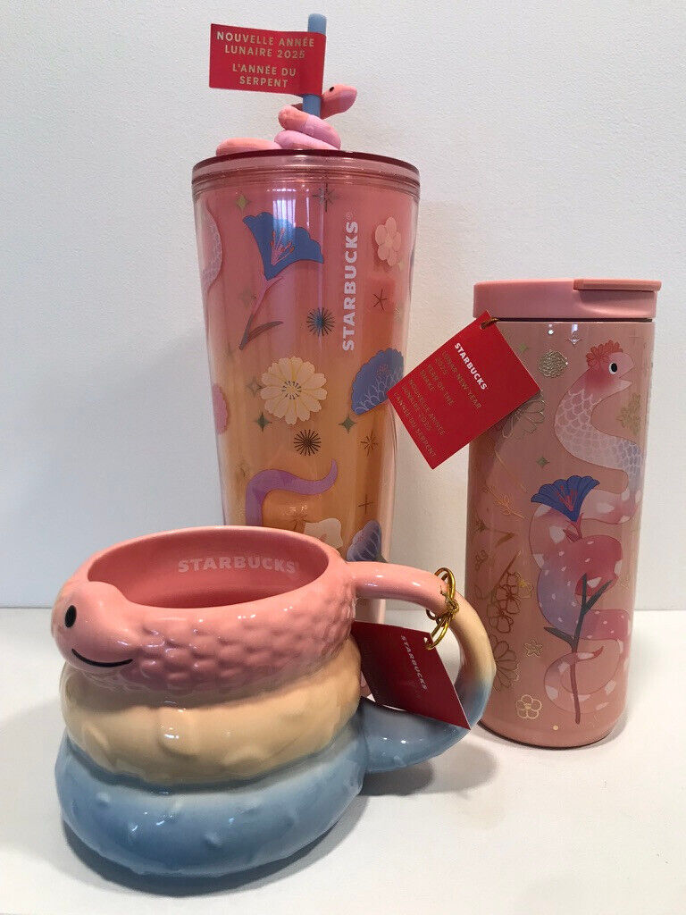 2025 Starbucks Lunar Chinese New Year of the Snake Tumbler Mug Cup 3 Piece Set - Sold on eBay January 29th, 2025 for $117.00