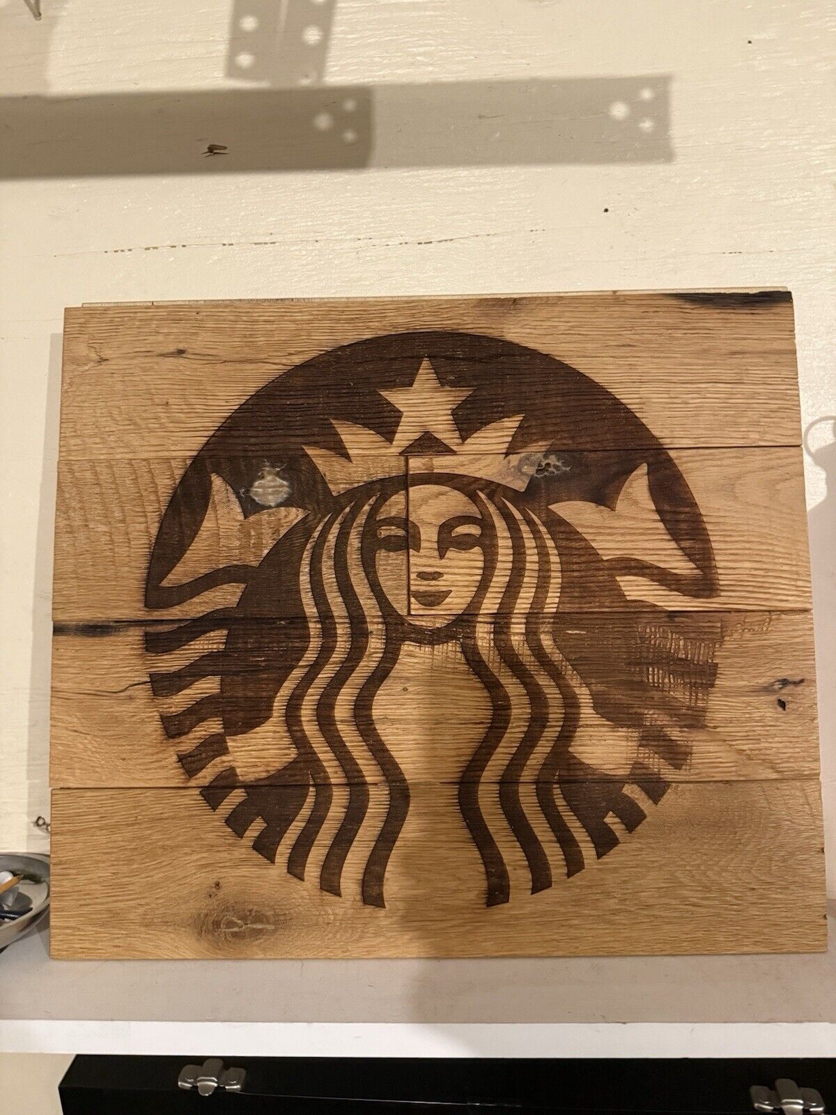 Starbucks Sign  18x16Single Sided Wood Look Sign RaisedLOGO - Sold on eBay December 30th, 2024 for $100.00