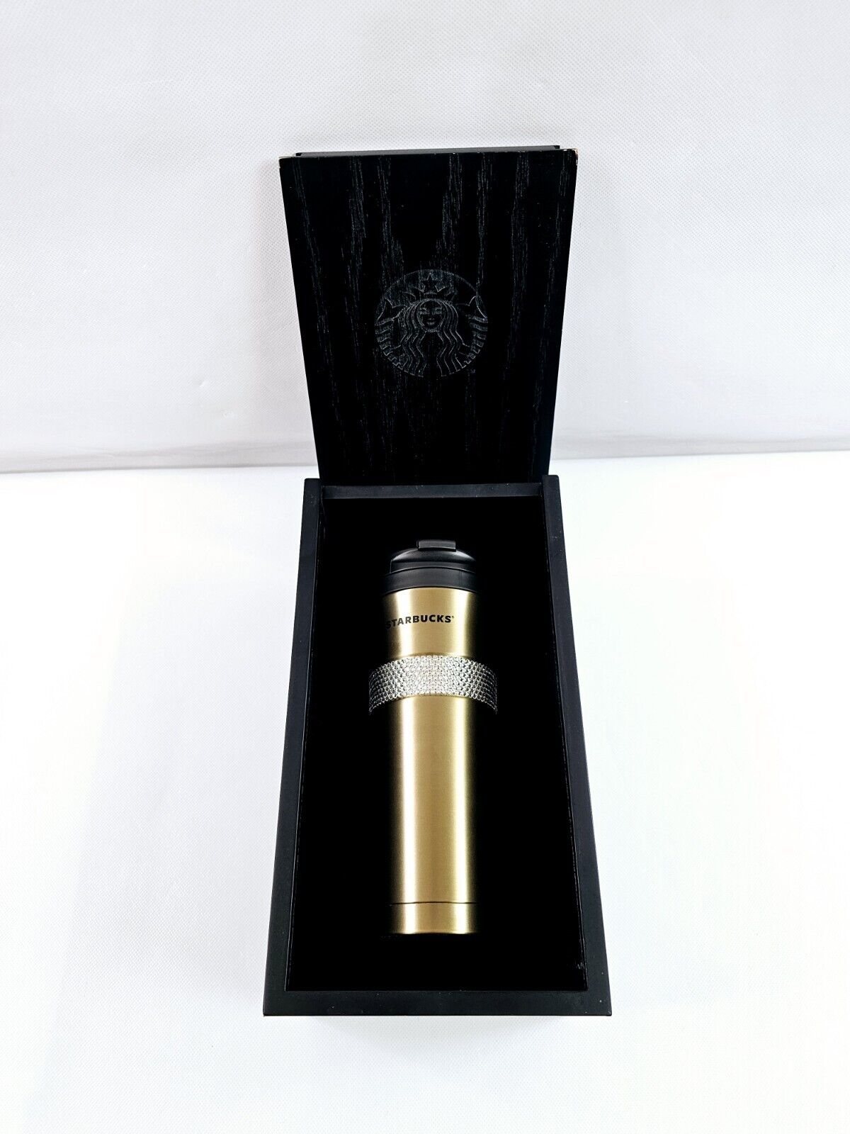 Starbucks Stainless Steel Tumbler Gold Swarovski 16oz 30 Anniversary Wooden Box - Sold on eBay January 4th, 2025 for $284.95