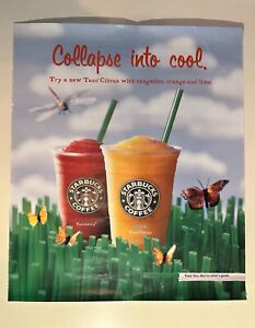 Starbucks Poster 'Collapse into Cool' ORIGINAL VINTAGE IN-STORE 2002  22" X 26" - Sold on eBay March 6th, 2024 for $200.00 (1 bids) 
