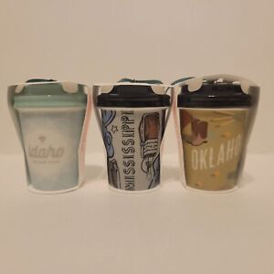3 NWT Starbucks ID + MS + OK 2017 Xmas Ornament Demi Ceramic Mug Cup Tumbler - Sold on eBay October 30th, 2023 for $199.00