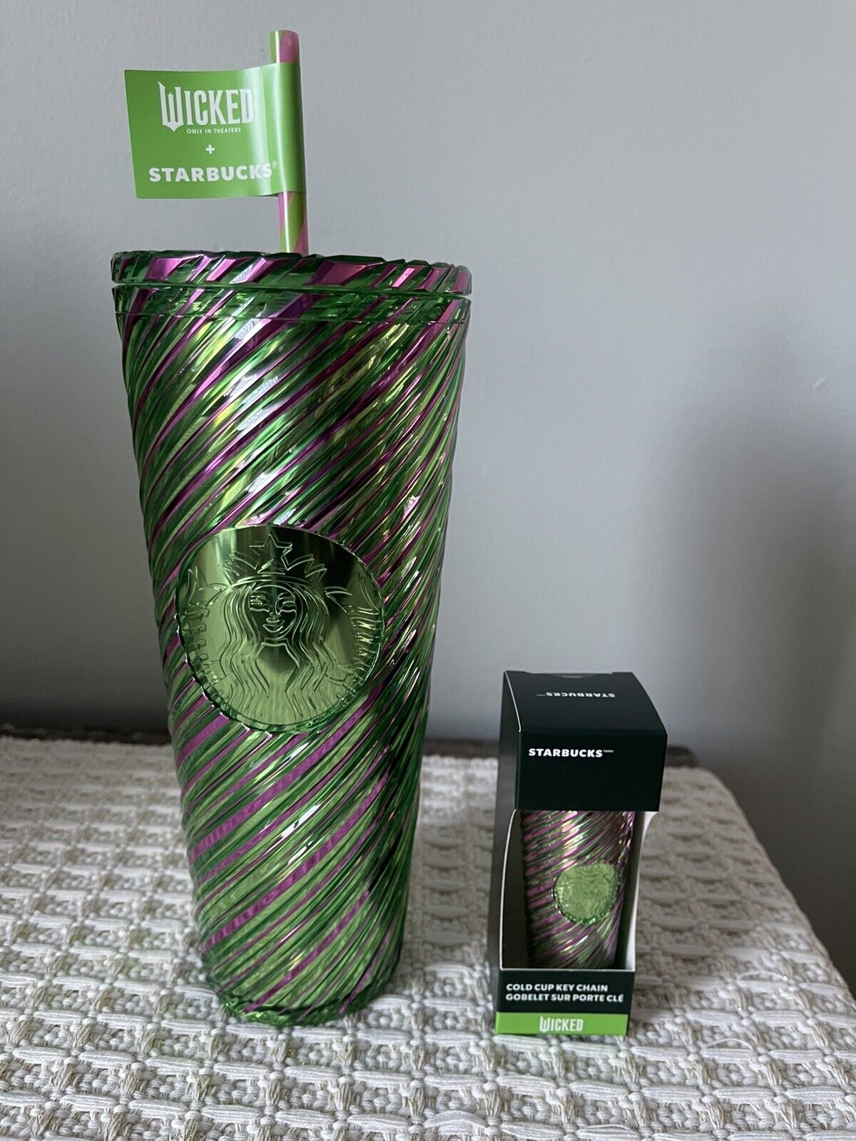 Starbucks Target WICKED 24 oz Pink & Green Swirl Tumbler w/ Matching Keychain - Sold on eBay February 14th, 2025 for $110.00