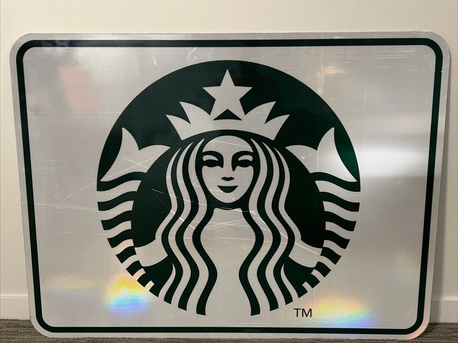 Starbucks Coffee Mermaid Logo Highway Road Sign Reflective Rest Stop Man Cave 4' - Sold on eBay December 30th, 2024 for $265.50