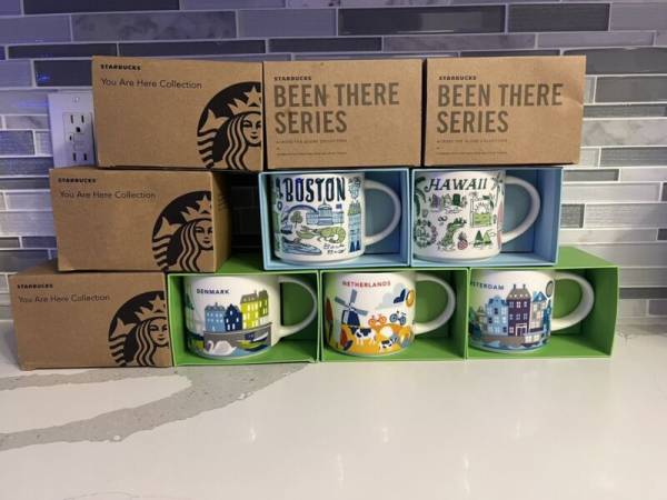 Lot of 5 Starbucks Been There & You Are Here Mugs Boston, Amsterdam, Hawaii 14oz - Sold on eBay October 10th, 2024 for $169.00