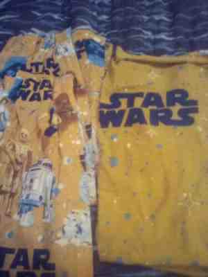 Vintage Sears 80's Star Wars w/ characters Set of 2 Curtains and bed cover READ