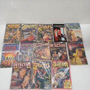 #13 Vintage Mystery Magazine Issues Lot w/ Detective Tales, Dime Detective ++