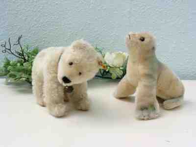 (24836, 24649) STEIFF POLAR BEAR an SEAL ROBBY, 10/12 cm with ID's