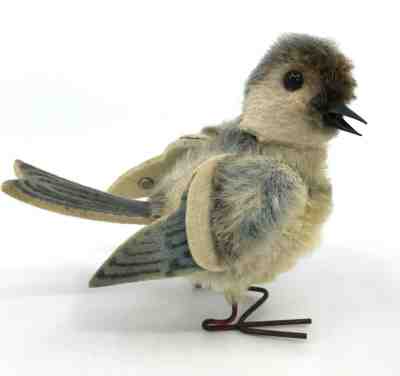 Steiff Blue Tit Song Bird Mohair Plush 1950s ID Button Metal Legs 12cm 5in Vtg