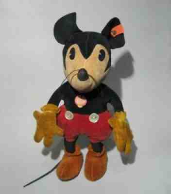 1930 Very Rare 12Steiff Mickey Mouse FF Button ToyDoll Velvet Walt Disney Maus