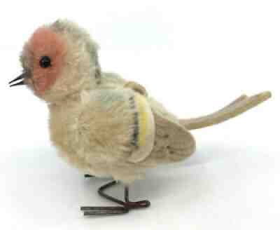 Steiff Finch Song Bird Mohair Plush Metal Legs 12cm 5in ID Button 1955 faded Vtg