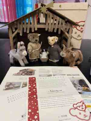 STEIFF NATIVITY SET 037597 MANGER COW DONKEY JESUS MARY JOSEPH BEARS 335/1000