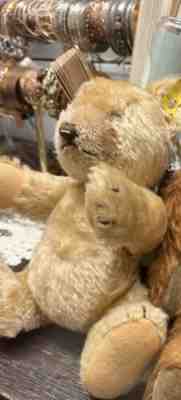 Steiff vntg Jackie Teddy Bear blonde 9.5" Pink Stitch 1953 U.S. Zone ORIG blind!