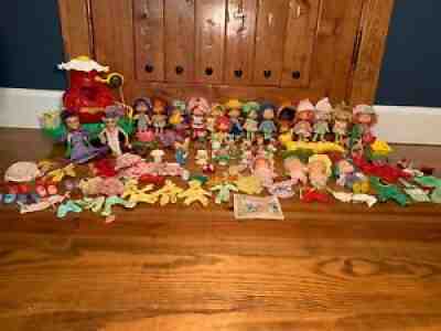 Huge Strawberry Shortcake Vintage 1980's set Kenner 20 Dolls, Trolley, Butterfly