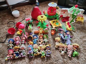 Vintage strawberry shortcake dolls and accessories lot.