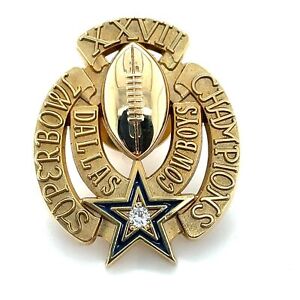 10K Gold Superbowl XXVII Championship Pin w/ Diamond - Dallas Cowboys