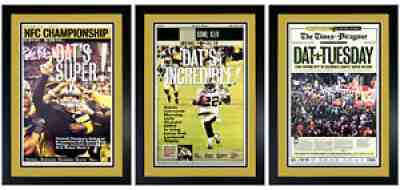 Set of 3 New Orleans Saints NFC / Super Bowl & Parade Prints Matted & Framed!