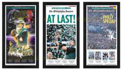 2018 Philadelphia Eagles Super Bowl, Preview, SB, & Parade Newspaper Set Framed!
