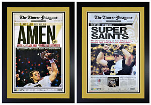 Set of 2 New Orleans Saints NFC / Super Bowl Championship Photos Matted & Framed