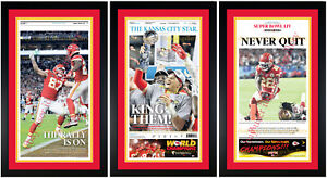 Kansas City Chiefs SUPER BOWL 54 Set of 3 Matted & Framed Newspapers 2/3/2020 ?