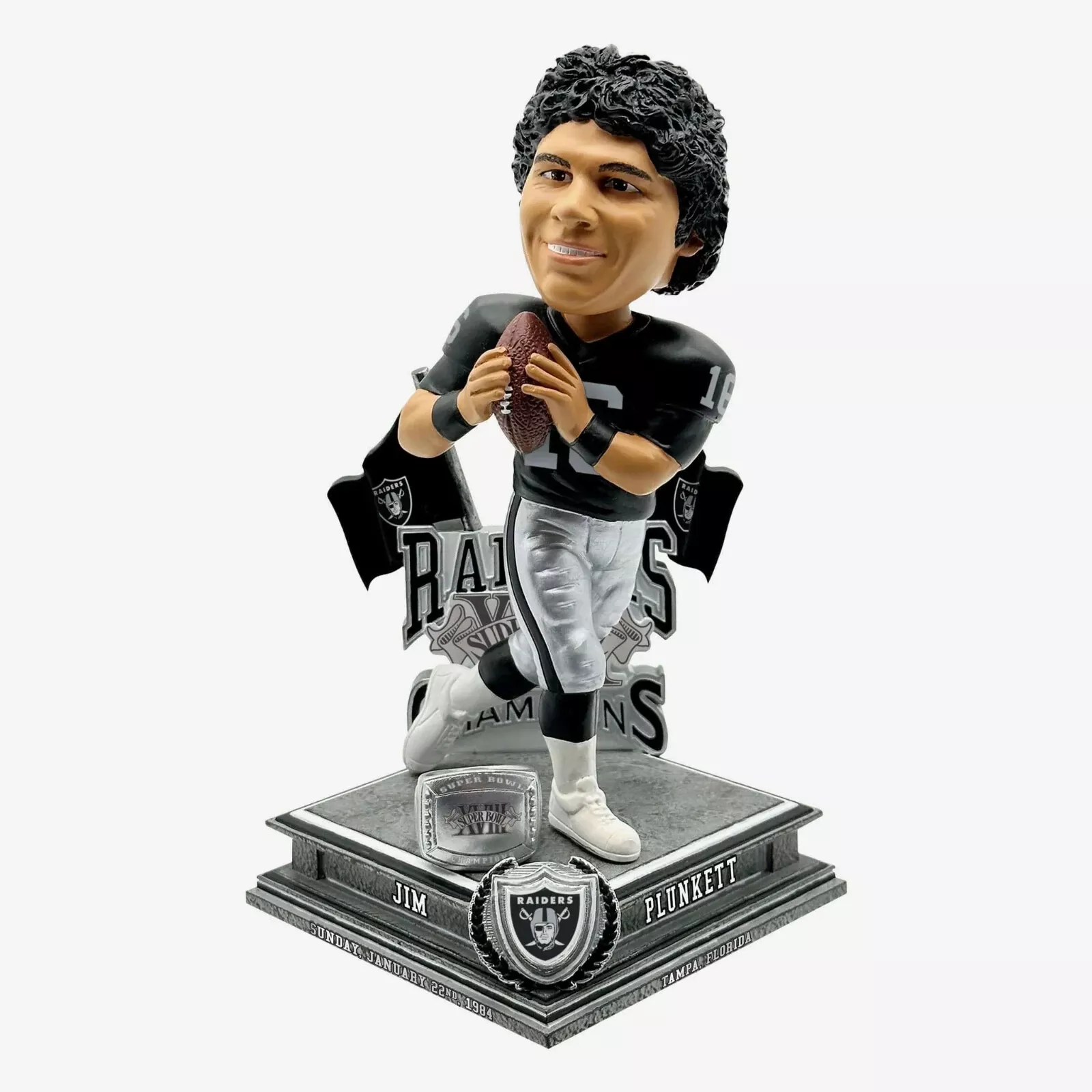 JIM PLUNKETT Oakland Los Angeles Raiders SUPER BOWL XVIII Ring Bobblehead NIB!