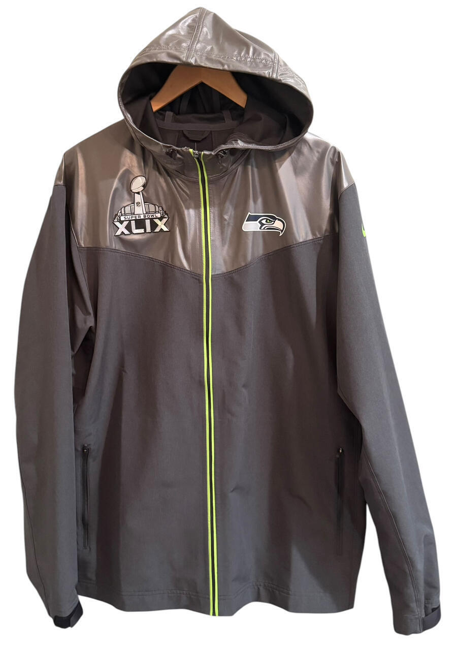 Seattle Seahawks Super Bowl XLIX Nike NFL OnField Apparel Rain Coat Men's XL