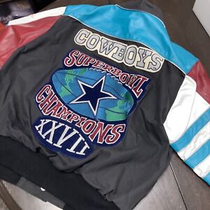 1994 Dallas Cowboys Super Bowl XXVII Jeff Hamilton Leather Jacket Medium - Mint