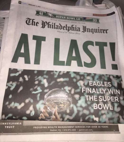 Eagles Win the Super Bowl ~ Philadelphia Inquirer Complete Newspaper ~ 2/5/18