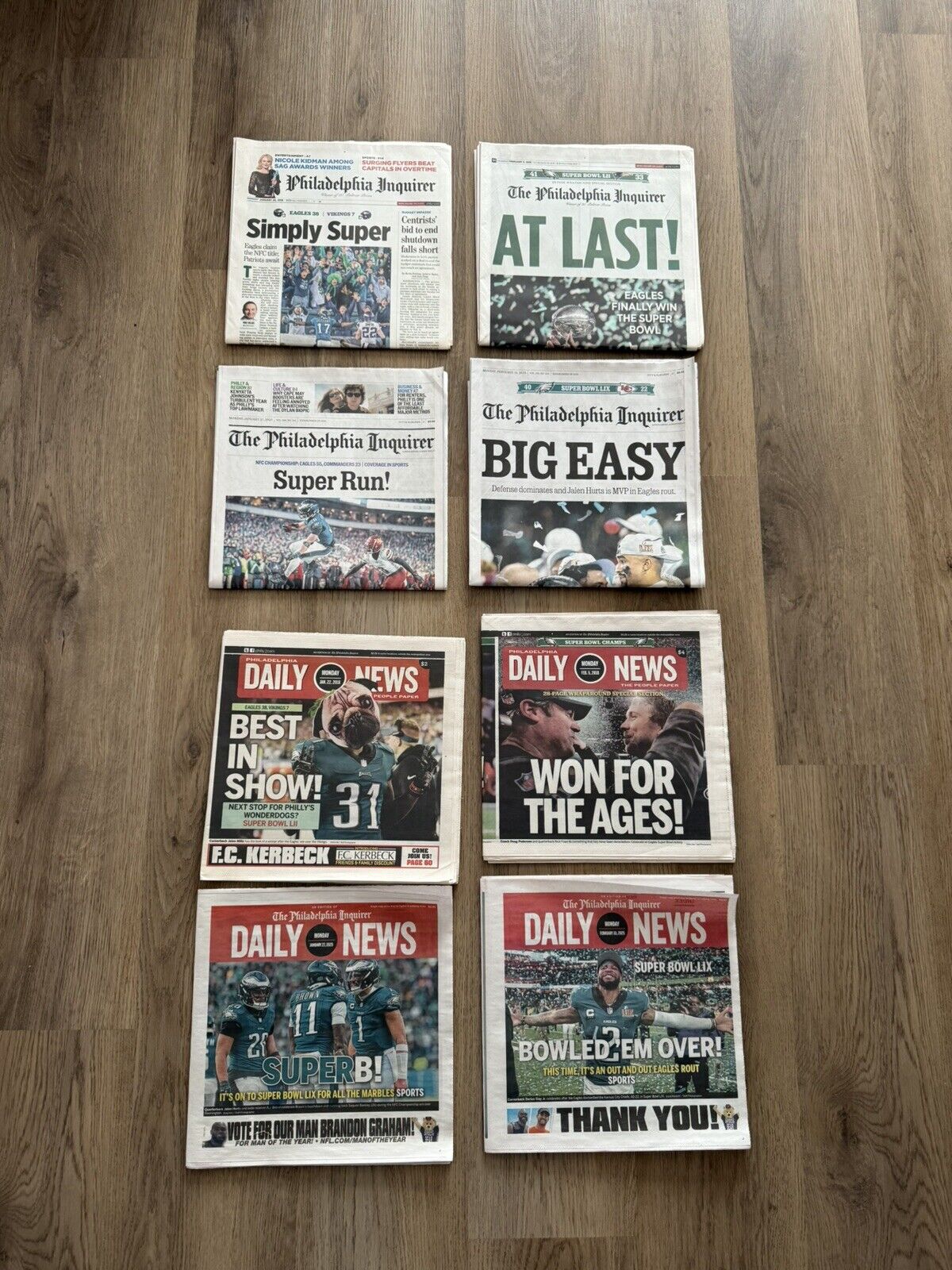 PHILADELPHIA EAGLES LII & LIX CHAMPIONS NFC lot BOTH SUPER BOWLS Inquirer News