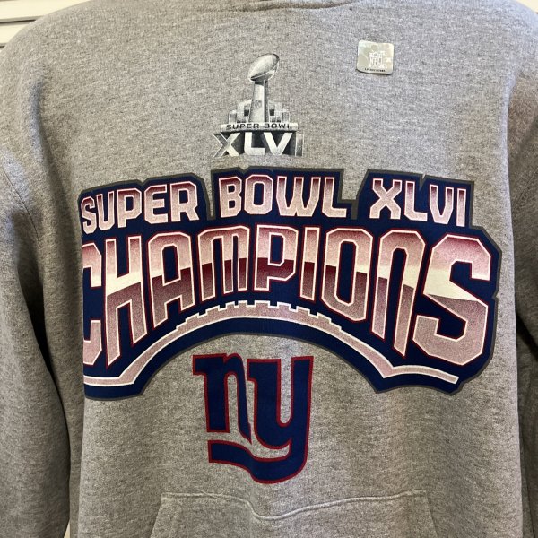 NY Giants Super Bowl XLVI Champions Reebok Set Of 2 Size L Hoodie + Long Sleeve