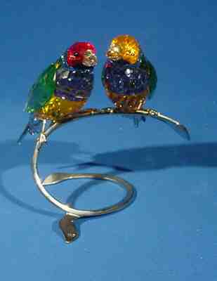 Swarovski Crystal Figurine - Gouldian Finches Peridot 1141675 NIB