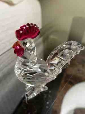 SWAROVSKI ROOSTER CHICKEN FIERY RAINBOW FACETS COLORFUL EYES BEAK COMB + 3 CHICK