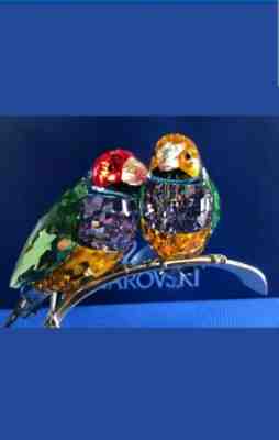 Swarovski crystal figurine Paradise birds - Gouldian Finches Peridot 1141675 NEW