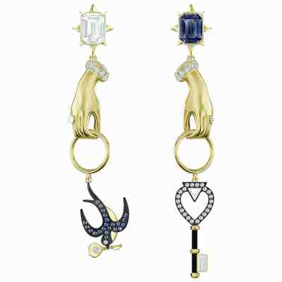 TAROT MAGIC LONG PIERCED EARRINGS GOLD TONE PLATE 2019 SWAROVSKI JEWELRY 5482975