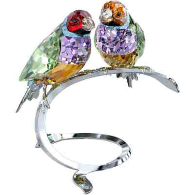 SWAROVSKI | GOULDIAN FINCHES FIGURINE *NEW* 1141675 CRYSTAL BIRDS PERIDOT VIOLET