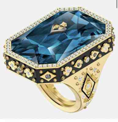 Swarovski TAROT MAGIC COCKTAIL RING, BLUE, GOLD-TONE PLATED , Fits xs - medium