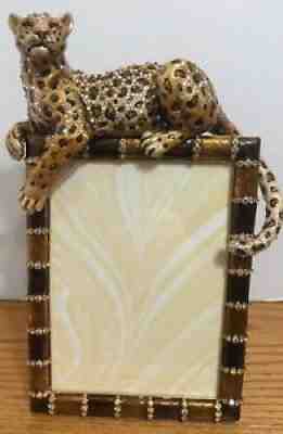 Jay Strongwater Rare Leopard Picture Frame 5x7, Swarovski Crystals, In BoxÂ 