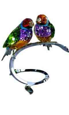 SWAROVSKIÂ  GOULDIAN FINCHES FIGURINE 1141675 CRYSTAL BIRDS PERIDOT GIFT NIB