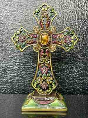 Jay Strongwater SwarovskiÂ® Floral Pasha Cross Neiman Marcus Signed Art Religious