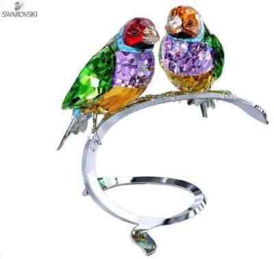 Swarovski Gouldian Finches, Peridot MIB #1141675