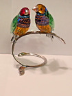 Swarovski Crystal Peridot Gouldian Finches Birds # 1141675