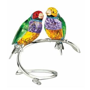 Swarovski Crystal 'Gouldian Finches, Peridot' Birds Figurine #1141675, NIB