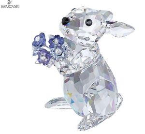 NIB Signed Swarovski Rabbit Bunny With Forget Me Not Crystal Figurine #1142953