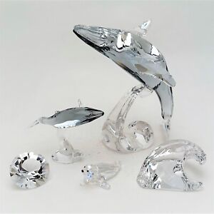 Swarovski Crystal 2012 5-Piece SCS Paikea Whale Figurine Set with Boxes