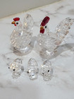 Swarovski Crystal Cockerel, Hen And 3 Baby Chick's Retired Mint Condition